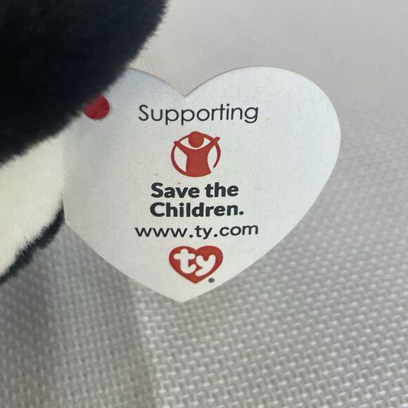 Ty Beanie Baby Ying Panda Glitter Green Eyes PEACE Ukraine Save the Children Tag - Picture 8 of 11
